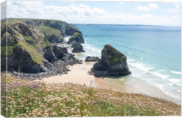 Bedruthan Steps, Cornwall Canvas Print by Graham Custance