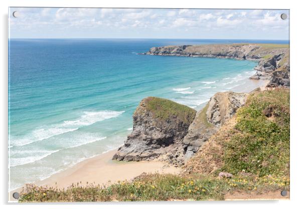 Bedruthan Steps, Cornwall Acrylic by Graham Custance