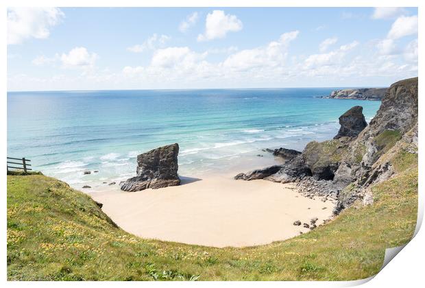 Bedruthan Steps, Cornwall Print by Graham Custance