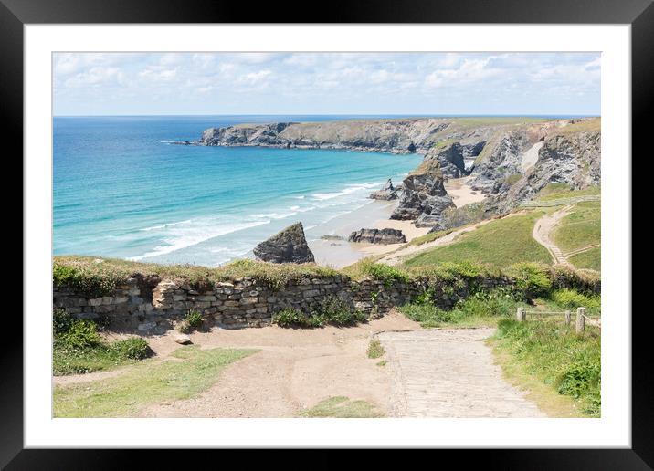 Bedruthan Steps, Cornwall Framed Mounted Print by Graham Custance