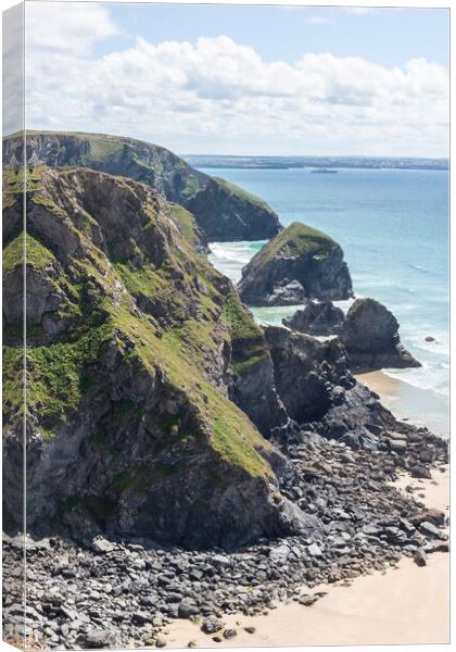 Bedruthan Steps, Cornwall Canvas Print by Graham Custance