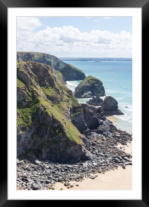 Bedruthan Steps, Cornwall Framed Mounted Print by Graham Custance