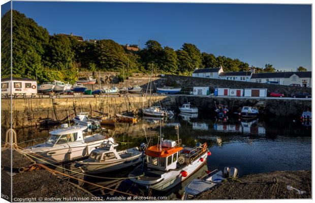 A Serene Evening at Dunure Harbour Canvas Print by Rodney Hutchinson