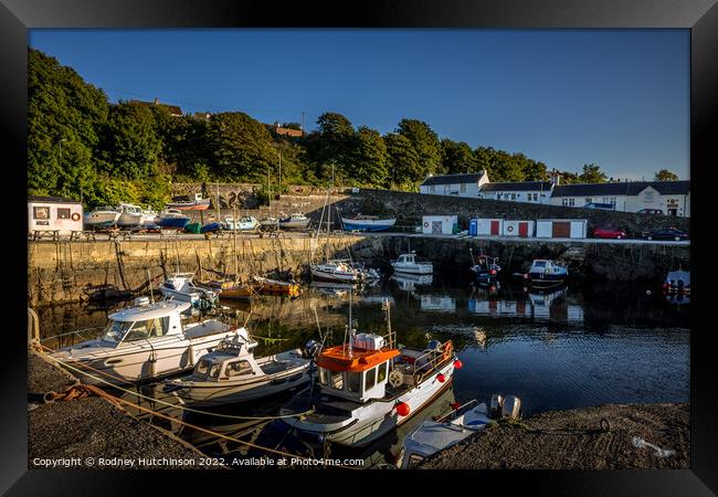 A Serene Evening at Dunure Harbour Framed Print by Rodney Hutchinson
