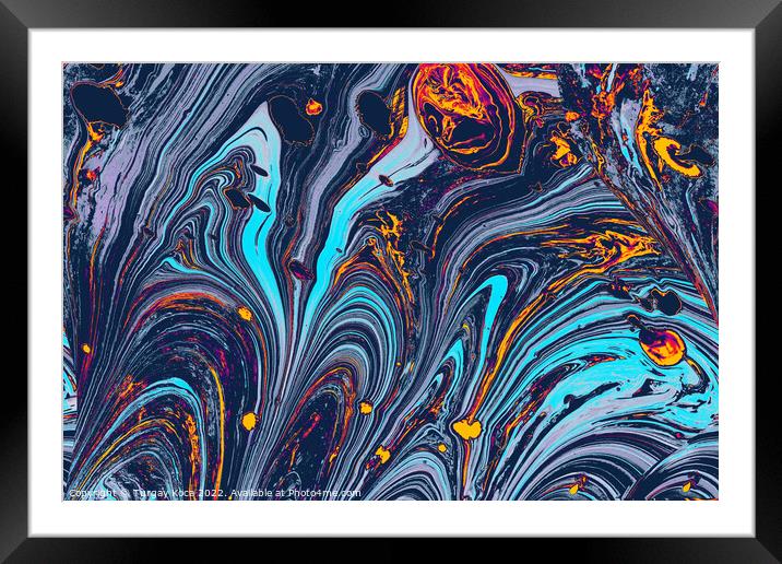 Ebru marbling effect surface pattern design for print Framed Mounted Print by Turgay Koca