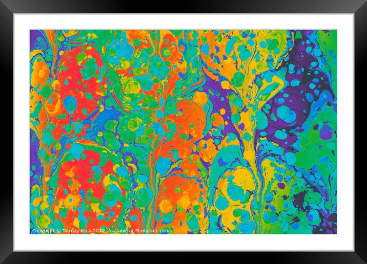 Ebru marbling effect surface pattern design for print Framed Mounted Print by Turgay Koca