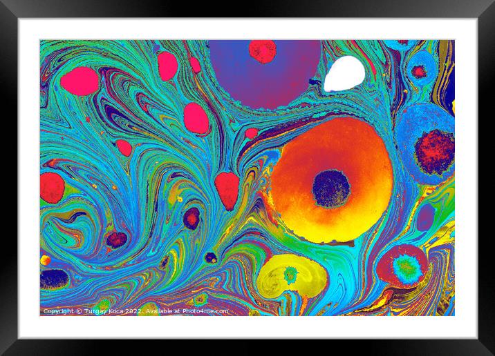 Ebru marbling effect surface pattern design for print Framed Mounted Print by Turgay Koca