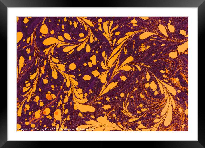 Ebru marbling effect surface pattern design for print Framed Mounted Print by Turgay Koca