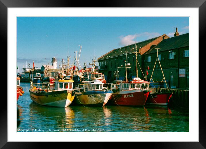 Bustling Fishing Harbor in Picturesque Scarbrough Framed Mounted Print by Rodney Hutchinson