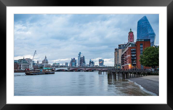 London waterfront at twilight Framed Mounted Print by Jason Wells