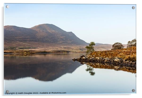 Ben Klibreck reflected in Loch Naver Acrylic by Keith Douglas