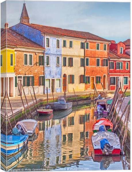 Burano Reflections Canvas Print by Philip Openshaw