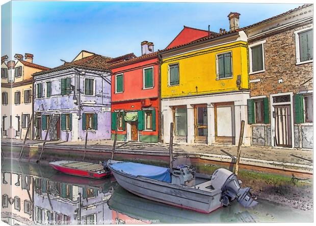 Blue Boat Burano - Venice Canvas Print by Philip Openshaw