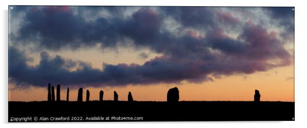 Sunset at the Ring of Brodgar, Orkney Islands Acrylic by Alan Crawford