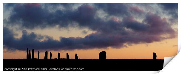 Sunset at the Ring of Brodgar, Orkney Islands Print by Alan Crawford