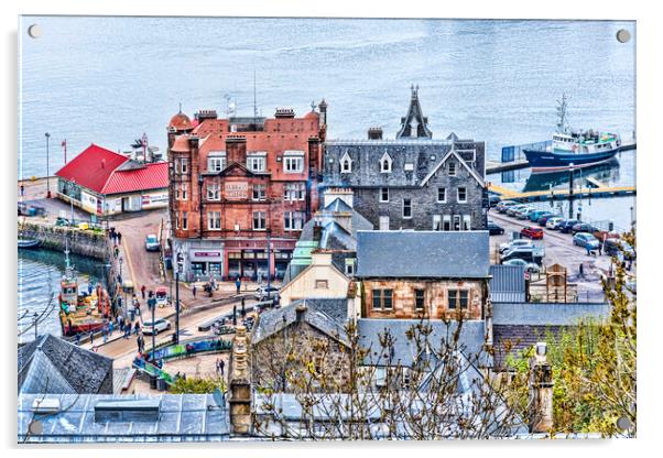 Oban Town View Acrylic by Valerie Paterson