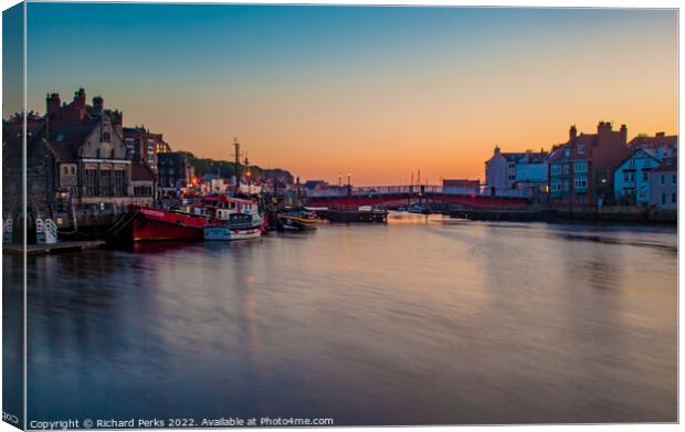 Whitby Harbour Twilight Canvas Print by Richard Perks
