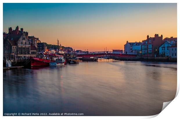 Whitby Harbour Twilight Print by Richard Perks