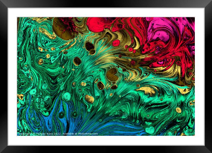 Ebru marbling effect surface pattern design for print Framed Mounted Print by Turgay Koca