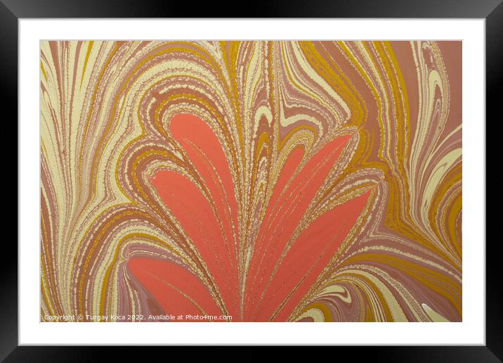 Ebru marbling effect surface pattern design for print Framed Mounted Print by Turgay Koca