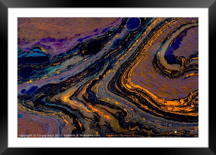 Ebru marbling effect surface pattern design for print Framed Mounted Print by Turgay Koca