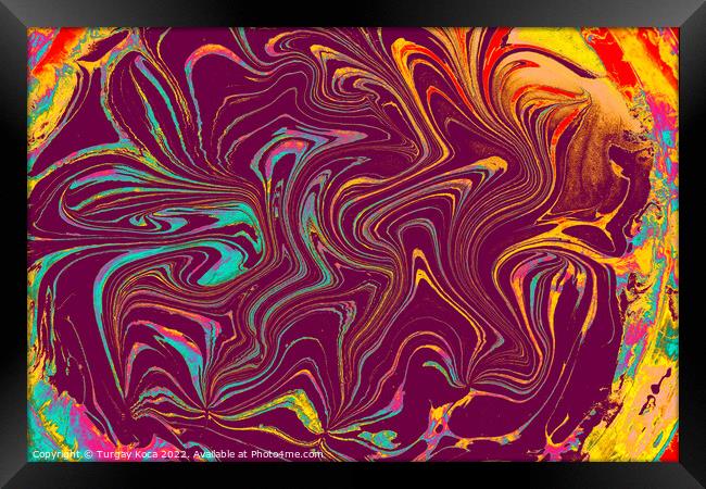 Ebru marbling effect surface pattern design for print Framed Print by Turgay Koca