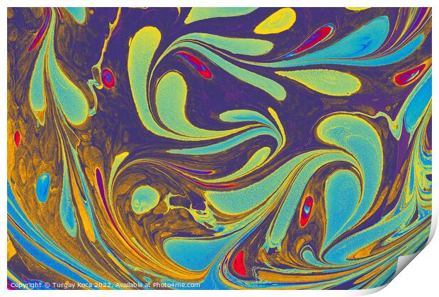 Ebru marbling effect surface pattern design for print Print by Turgay Koca