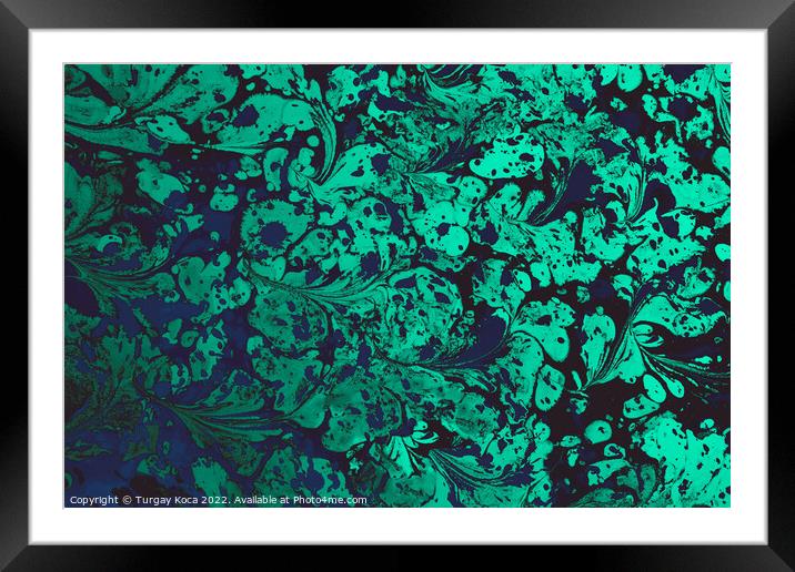 Ebru marbling effect surface pattern design for print Framed Mounted Print by Turgay Koca