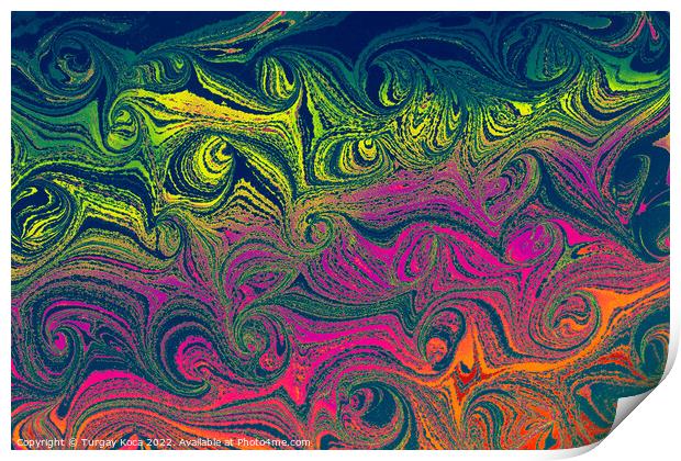 Ebru marbling effect surface pattern design for print Print by Turgay Koca