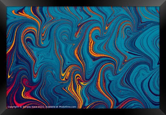 Ebru marbling effect surface pattern design for print Framed Print by Turgay Koca