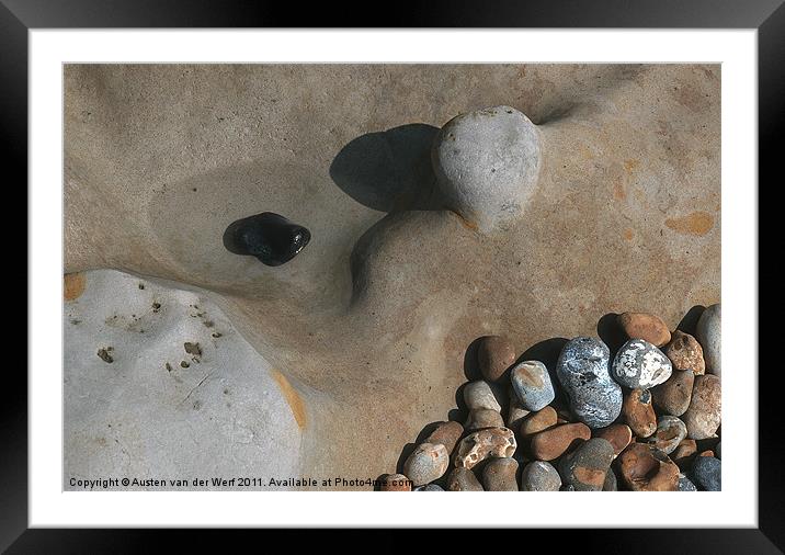 Pebbles on Hastings beach Framed Mounted Print by Austen van der Werf