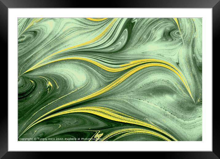 Ebru marbling effect surface pattern design for print Framed Mounted Print by Turgay Koca