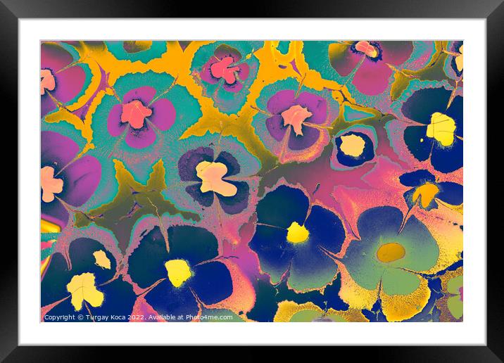 Ebru marbling effect surface pattern design for print Framed Mounted Print by Turgay Koca