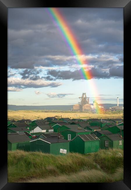 Rainbow over redcar steelworks Framed Print by Kevin Winter