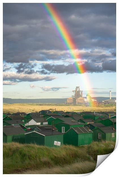 Rainbow over redcar steelworks Print by Kevin Winter