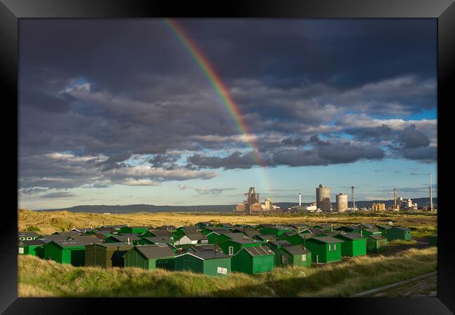 Rainbow over redcar steelworks Framed Print by Kevin Winter