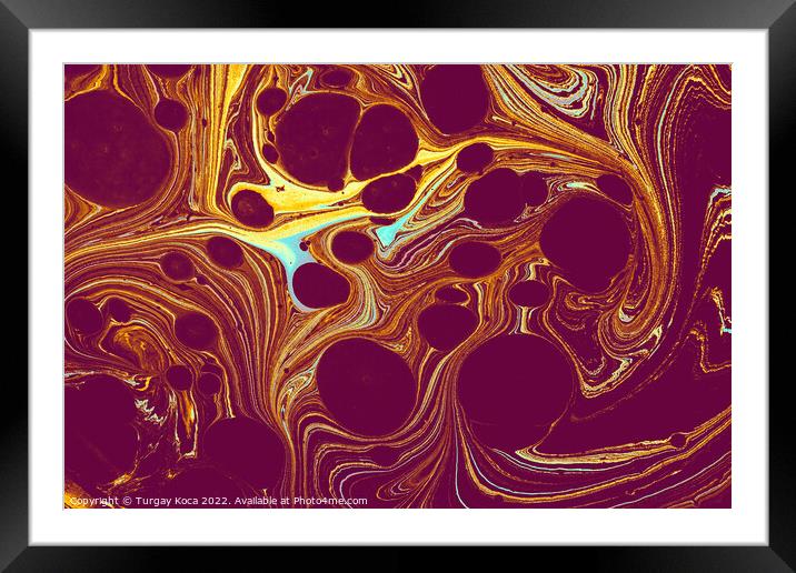 Ebru marbling effect surface pattern design for print Framed Mounted Print by Turgay Koca