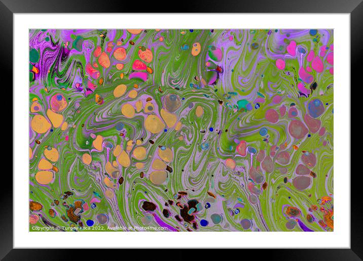 Ebru marbling effect surface pattern design for print Framed Mounted Print by Turgay Koca