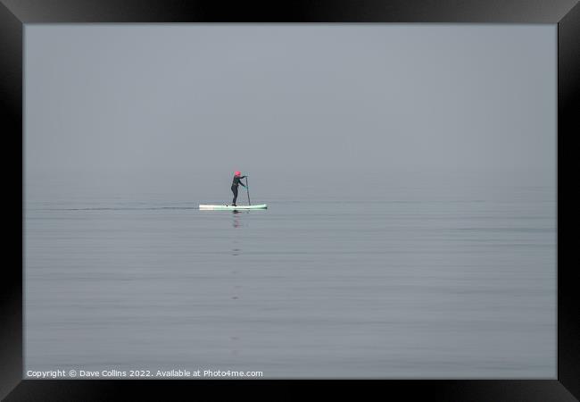 A woman on a paddle board in still waters in the mist of the Firth of Forth, Edinburgh, Scotland Framed Print by Dave Collins
