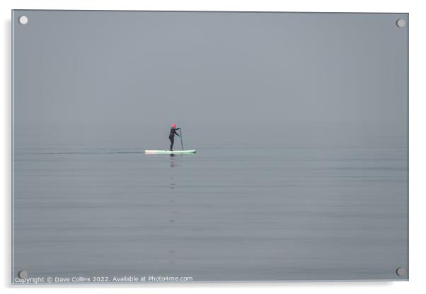 A woman on a paddle board in still waters in the mist of the Firth of Forth, Edinburgh, Scotland Acrylic by Dave Collins