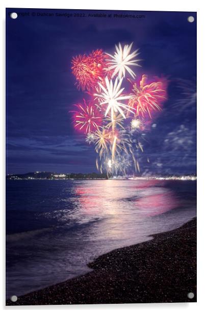 Weymouth Jubilee fireworks Acrylic by Duncan Savidge