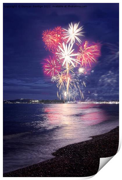 Weymouth Jubilee fireworks Print by Duncan Savidge