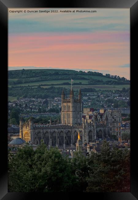 Sunset over the Bath Abbey Framed Print by Duncan Savidge