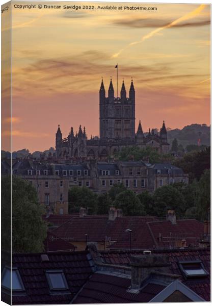 Bath Abbey standing tall at sunset Canvas Print by Duncan Savidge