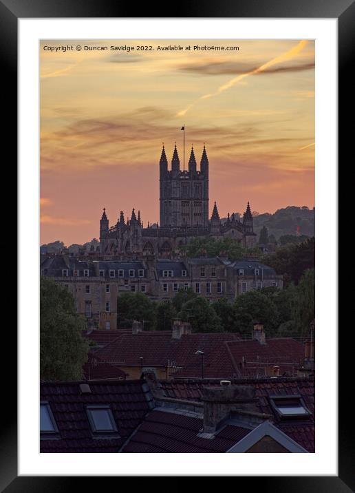Bath Abbey standing tall at sunset Framed Mounted Print by Duncan Savidge