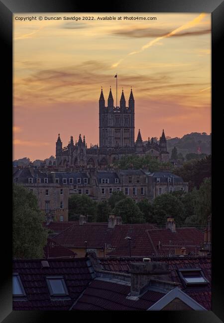 Bath Abbey standing tall at sunset Framed Print by Duncan Savidge