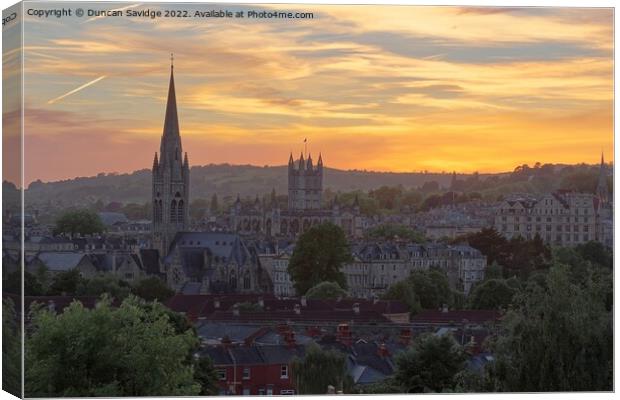 A view of a the city of Bath at sunset Canvas Print by Duncan Savidge