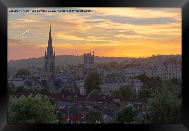 A view of a the city of Bath at sunset Framed Print by Duncan Savidge