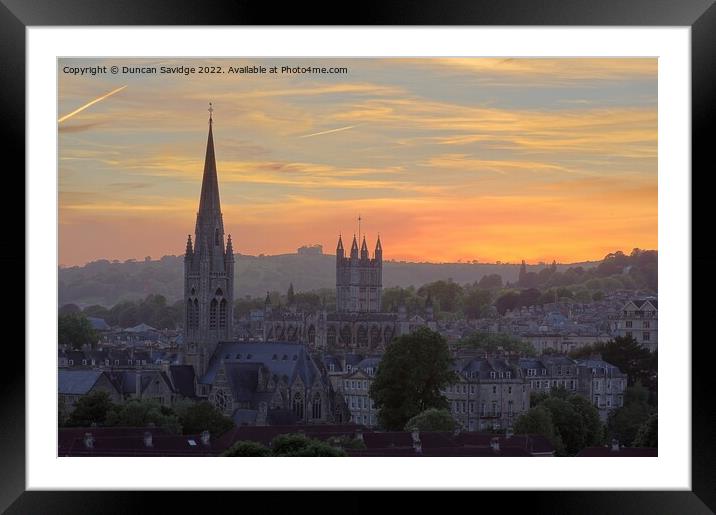 Bath lower skyline at sunset Framed Mounted Print by Duncan Savidge