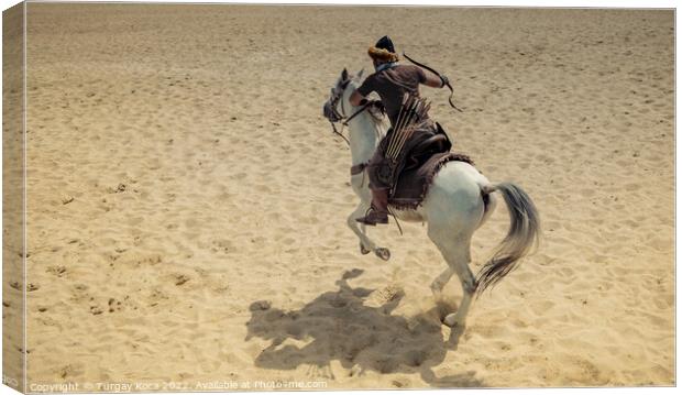 Ottoman horseman  archer riding and shooting  Canvas Print by Turgay Koca